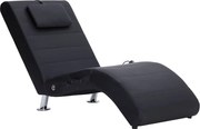 vidaXL Șezlong de masaj cu pernă, negru, piele artificială