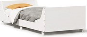 vidaXL Cadru pat fără saltea, alb, 100x200 cm, lemn masiv pin