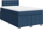 vidaXL Pat box spring cu saltea, albastru, 120x190 cm, material textil