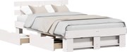 vidaXL Cadru de pat cu headboard Alb 140 x 190 cm Lemn de pin masiv
