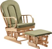 Scaun balansoar cu suport pentru picioare, natural/verde, DALBERT