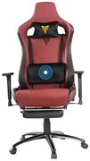 Scaun gaming, ergonomic, masaj pernă lombară, brațe reglabile 3D, piele PU, suport picioare, rezistent 150 KG, Visiniu/Negru