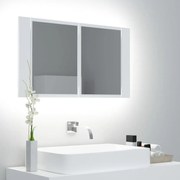 vidaXL Dulap de baie cu oglindă și LED, alb, 80x12x45 cm