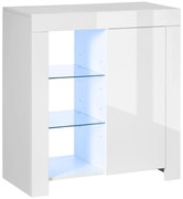HOMCOM Cabinet Depozitare cu Iluminare LED, Rafturi Deschise și Ușă, Design Modern pentru Living | Aosom Romania