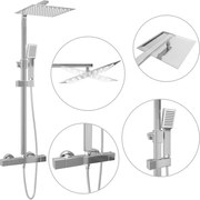 vidaXL Set de duș cu două capete, cu termostat, oțel inoxidabil