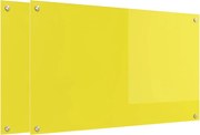 vidaXL Panou de bucătărie 2 pcs Galben 100 x 60 cm sticlă securizată