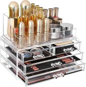 Organizator cosmetica cu 2 niveluri si 4 sertare mari Acril