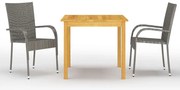 vidaXL Set mobilier de grădină, 3 piese, gri