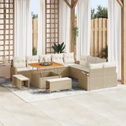 vidaXL Set de canapele pentru grădină cu pernă 13 pcs Bej Rattan poli