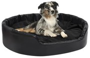 vidaXL Pat pentru câini, negru, 99x89x21 cm, pluș/piele ecologică