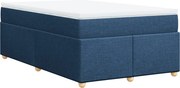 vidaXL Pat box spring cu saltea, albastru, 120x190 cm, material textil