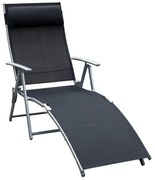 Outsunny Șezlong de Grădină Pliabil cu Pernă și Spătar cu 7 Poziții de Înclinare, 137x63.5x100.5 cm, Negru | Aosom Romania