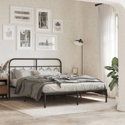 vidaXL Tăblie de pat metalică, negru, 137 cm
