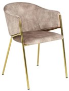 Set de 2 scaune aspect retro, Metal Auriu, Catifea Bej, NOBLESSE A-47582 VC