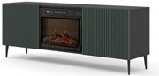 Masă TV cu bioșemineu FPB 2D 170 C Rowanna (Negru + Verde închis). 1125094