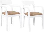 vidaXL Scaune de sufragerie cu perne 2 buc cauciuc din lemn masiv alb