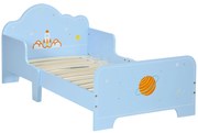 ZONEKIZ Pat pentru Copii cu Decor Spațial, Pătuț pentru Copii cu Vârsta 3-6 Ani, 143x74x59 cm, Albastru Deschis | Aosom Romania