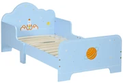 ZONEKIZ Pat pentru Copii cu Decor Spațial, Pătuț pentru Copii cu Vârsta 3-6 Ani, 143x74x59 cm, Albastru Deschis | Aosom Romania