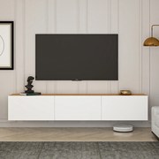 Comoda TV, Hanah Home, West, 150x30x32 cm, Alb/Pin Atlantic
