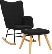 vidaXL Scaun balansoar cu taburet, negru, textil