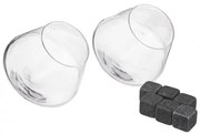 Set servire whisky Gob 2 pahare 300 ml si 6 pietre granit 2 cm