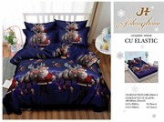 Set Lenjerie De Pat Craciun, Cu elastic, 6 Piese Pat 2 Persoane, Christmas Collection