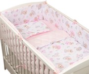Set lenjerie patut 120x60 cm 5 piese Kidizi Koala Dreams Pink, model matlasat, include perna, plapumioara, aparatoare si cearceaf