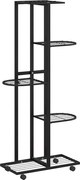 vidaXL Suport de flori cu 5 etaje, cu roți, negru, 44x23x100 cm, fier