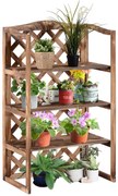 Outsunny Suport pentru flori Scăriță pentru flori Raftul pentru plante 3 etaje Lemn de brad (Model8) | Aosom Romania
