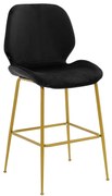 Scaun Bar Ippas Catifea Neagra Picioare Aurii