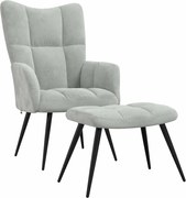 vidaXL Fotoliu Relaxant cu Taburet 2 pcs Gri deschis Catifea