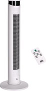 HOMCOM Ventilator Turn cu 3 Moduri și 3 Viteze cu Cronometru 12h, ABS și Ventilator de Podea cu Telecomandă, Ø31.5x93 cm, Alb | Aosom Romania