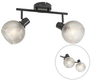 Spotlight de design negru cu sticlă fumurie cu 2 lumini - Chico