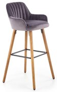 Scaun bar catifea H-93 gri inchis - H 98 cm