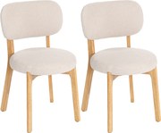 HOMCOM Set de 2 scaune pentru sufragerie, scaune de bucătărie tapițate, picioare din lemn de hevea, 46,5 x 52 x 80 cm, crem | Aosom Romania