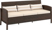 Outsunny Canapea de exterior cu 3 locuri, din ratan PE, cu perne confortabile și detașabile, 173x68x78 cm, maro | Aosom Romania