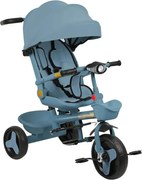 Tricicleta copii 4in1 cu maner parental, Pozitie de somn, Copertina, Albastru, 1-5 ani