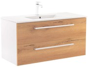 Dulap inferior Vario Clam 100 cu lavoar, stejar alb