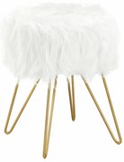 Taburet, alb/vopsea aurie, JAMINA