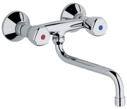 Baterie chiuveta bucatarie dubla comanda Kludi Standard montare perete, crom lucios