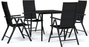 vidaXL Set de servit masa pentru grădină, 5 piese, negru
