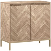 HOMCOM Mobilier de depozitare bufet cu 2 uși în șevalet, raft reglabil și picioare din oțel, dim. 78 x 40 x 78 cm, stejar | Aosom Romania