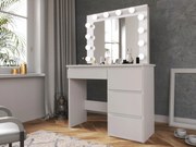 JAKSJK MASĂ DE TOALETĂ HOLLYWOOD PREMIUIM CU LUMINĂ LED TL08 ALBĂ