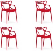 Set 4 bucati scaune din plastic KATO rosii