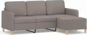 vidaXL Canapea cu 3 locuri și taburet, taupe, 180 cm, material textil