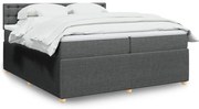 vidaXL Pat box spring cu saltea, gri închis, 200x200 cm, textil