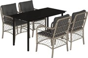 vidaXL Set mobilier de grădină cu perne, 5 piese gri deschis poliratan