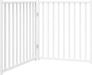 vidaXL Poartă pentru câini pliabilă 2 panouri, alb, 160 cm, lemn brad