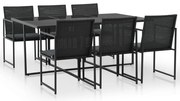 vidaXL Set mobilier de exterior cu perne, 7 piese, negru, poliratan