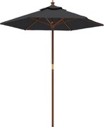 vidaXL Umbrelă de soare de grădină stâlp din lemn, negru, 196x231 cm